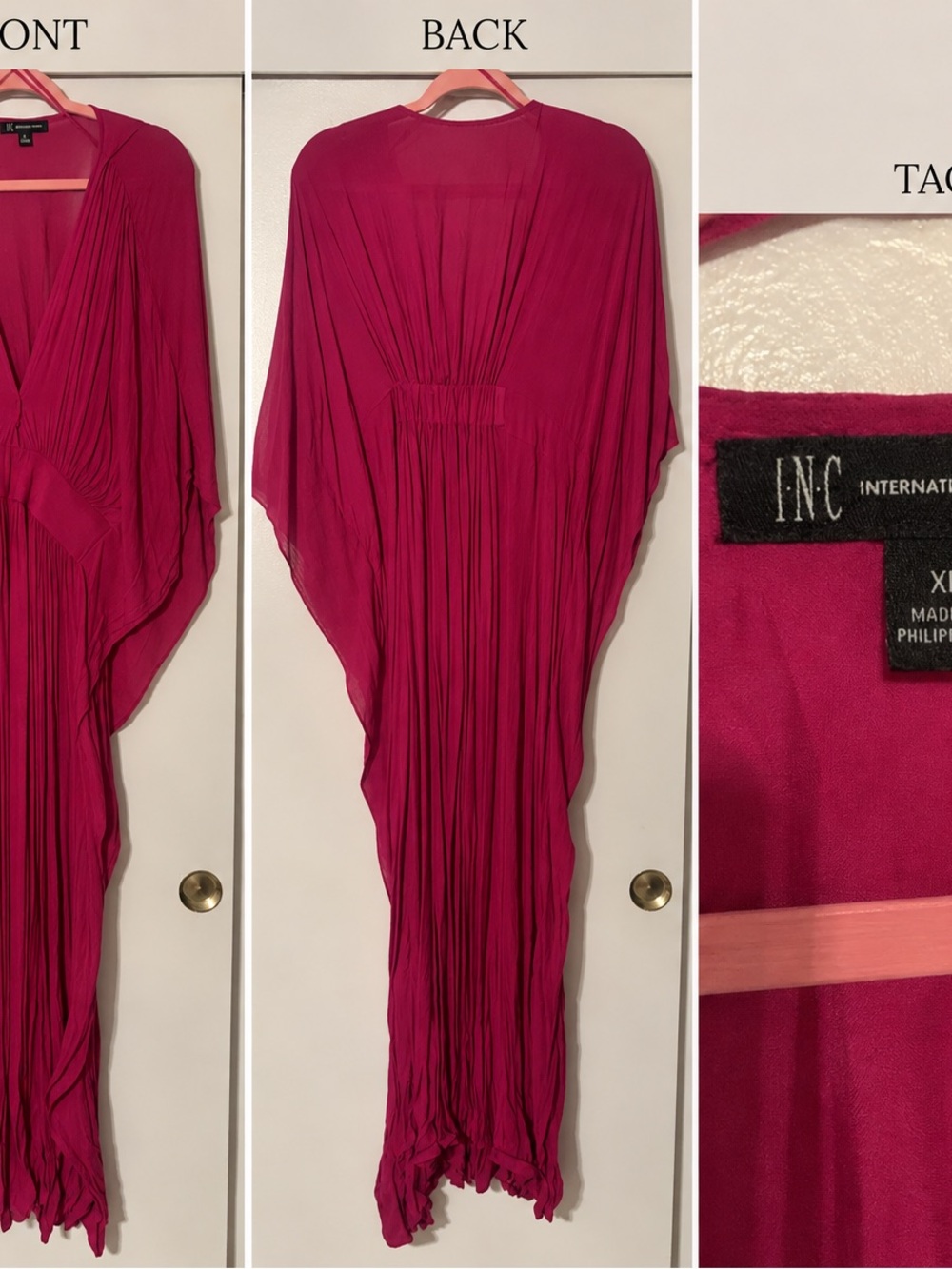 INC International Concepts Magenta Pleated Maxi Dress